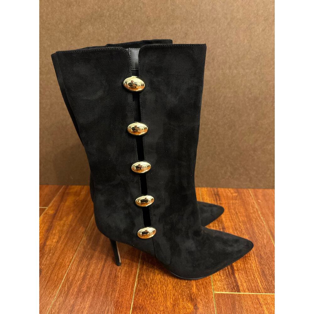 Katy Perry Women’s The Revival Pointed Toe Mid Calf Boots Black Heels Size 11 - Picture 1 of 7